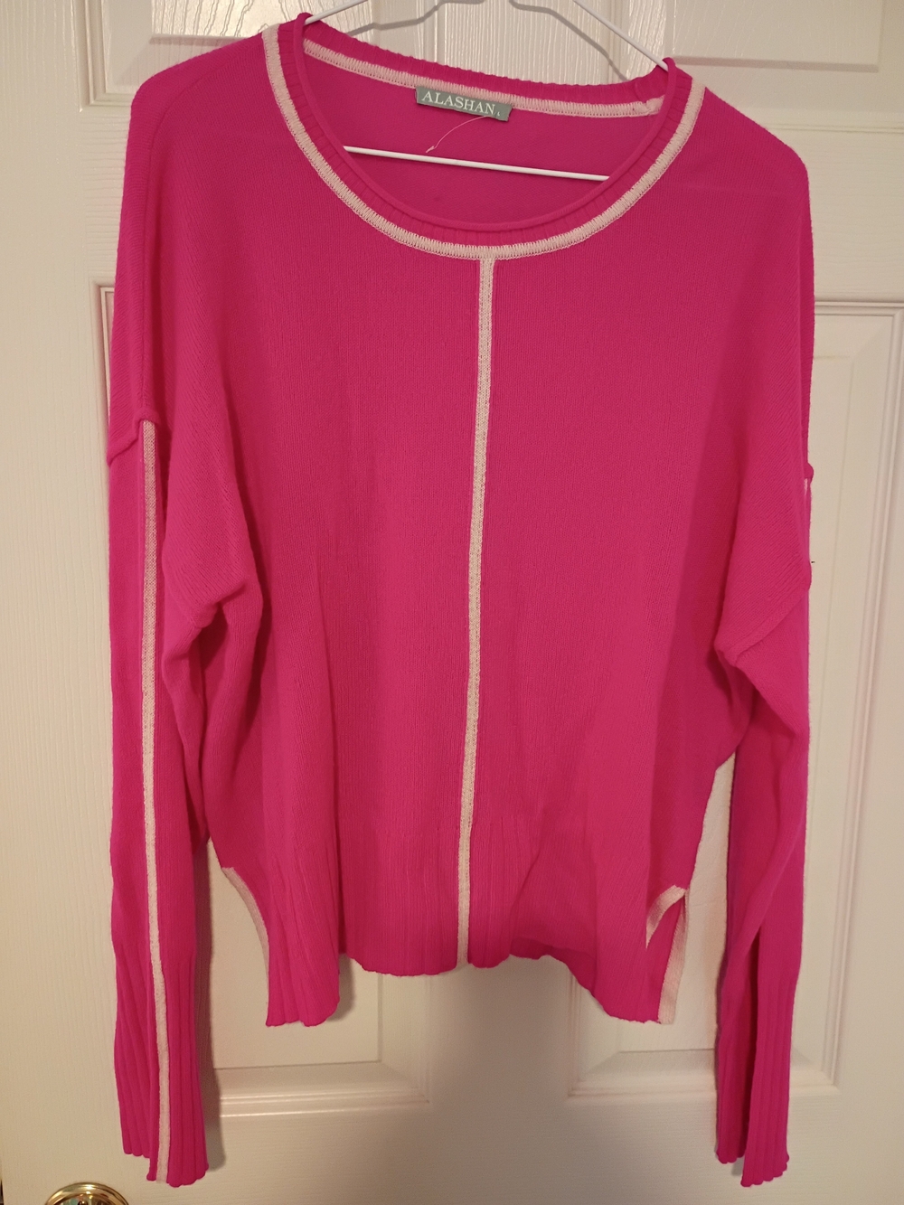 Alashan Hot Pink 100% Lightweight Cashmere Crewneck Sweater NWOT L